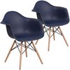 Flash Furniture 2 Pack Alonza Series Navy Plastic Chair with Wooden Legs 2-FH-132-DPP-NY-GG